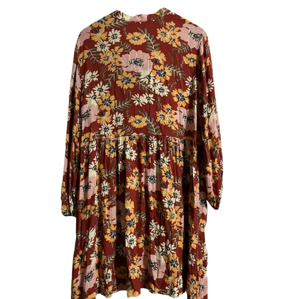 Women's Free Assembly Long Sleeve Floral Dress XXL Red Yellow - Picture 2 of 7